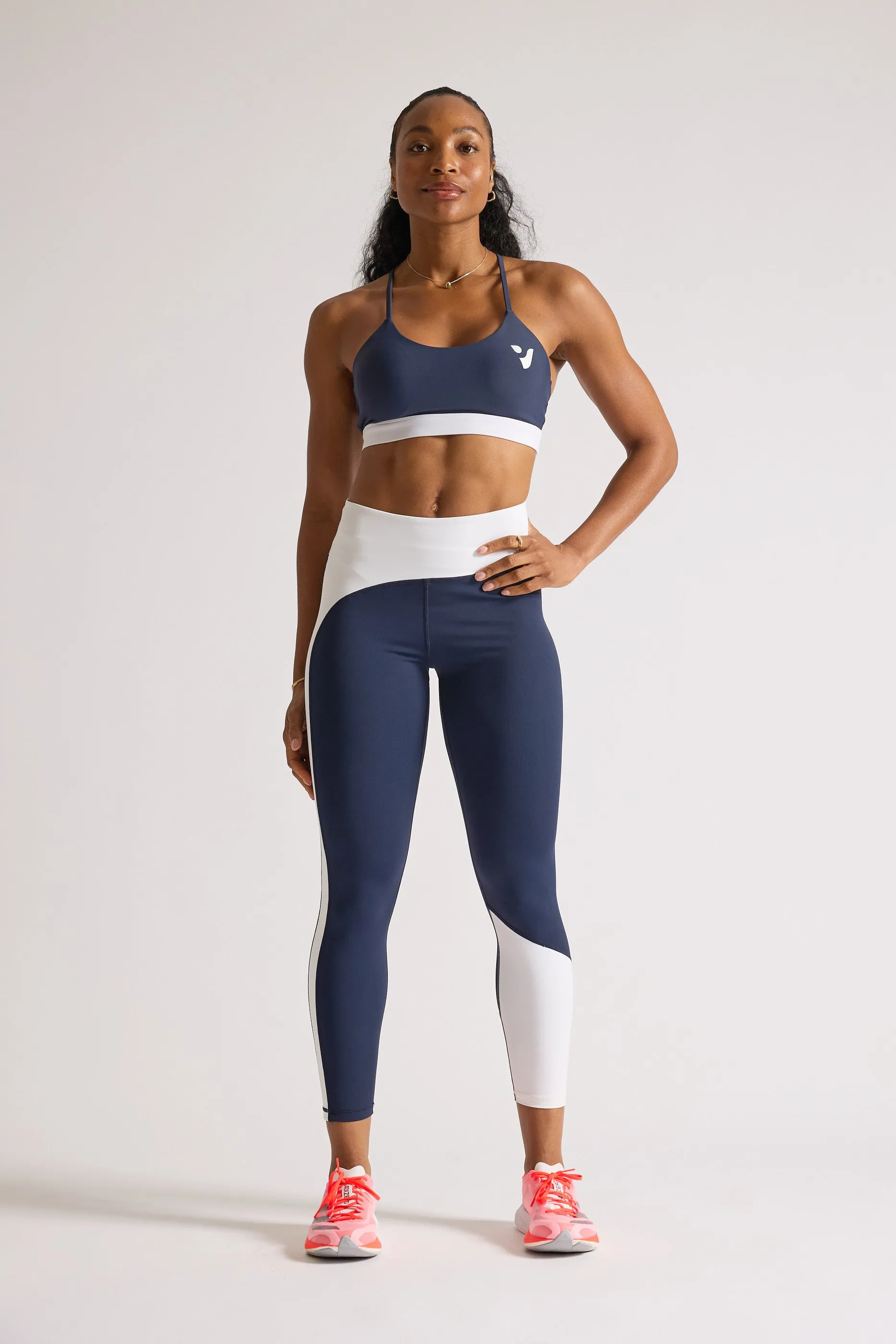 Navy White Stripe - Leggings