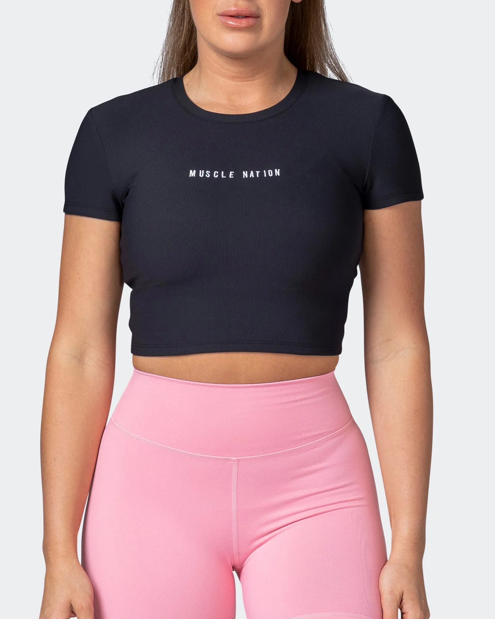 Off Duty Rib Cropped Tee - Black