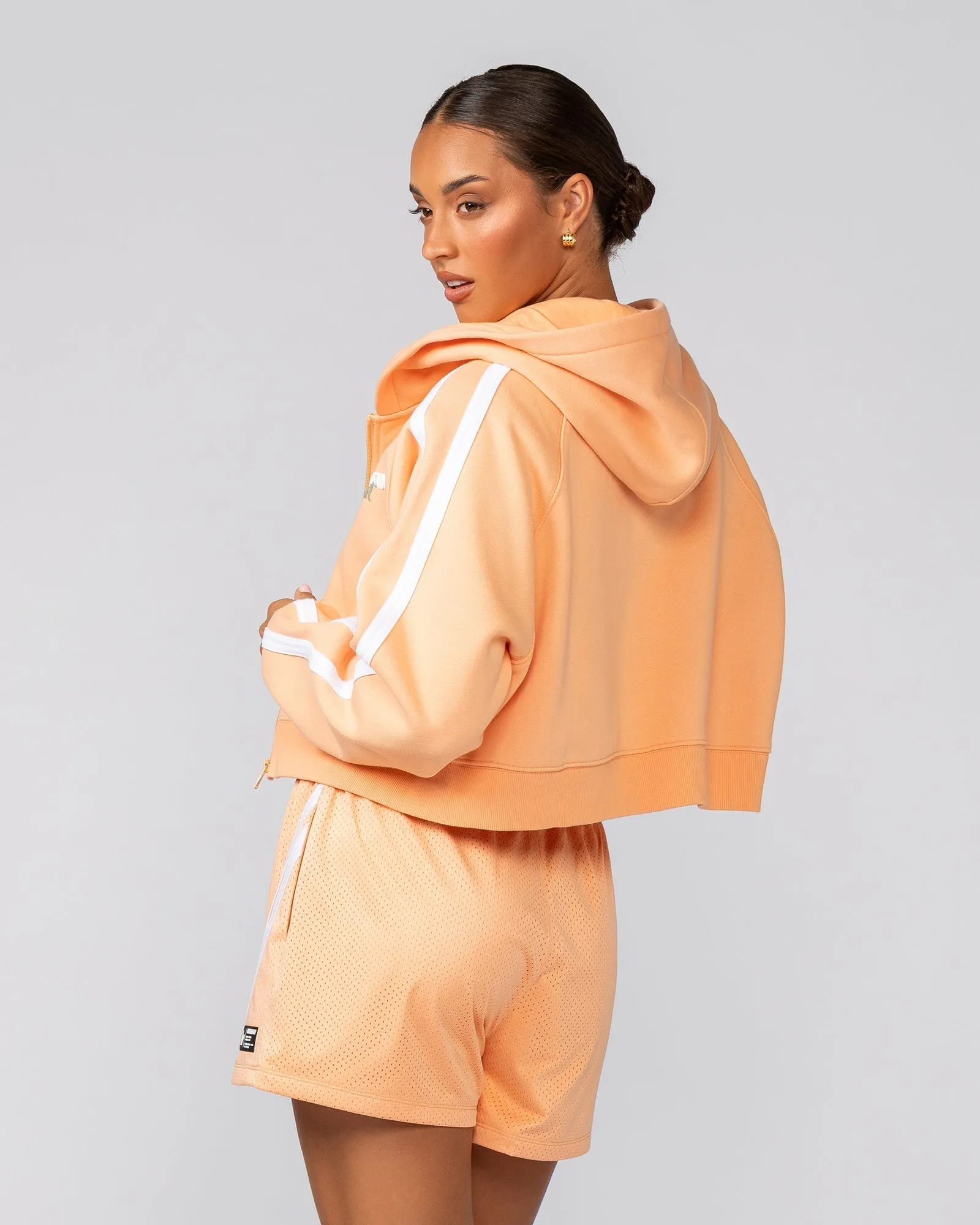 Recoup Cropped Zip Up Hoodie - Melon