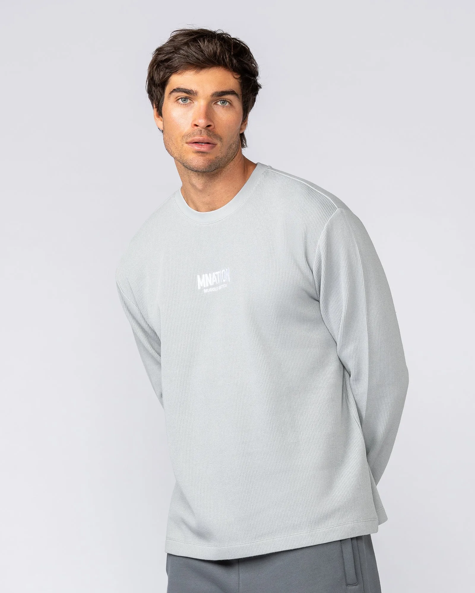 Rib Long Sleeve Tee - Light Grey