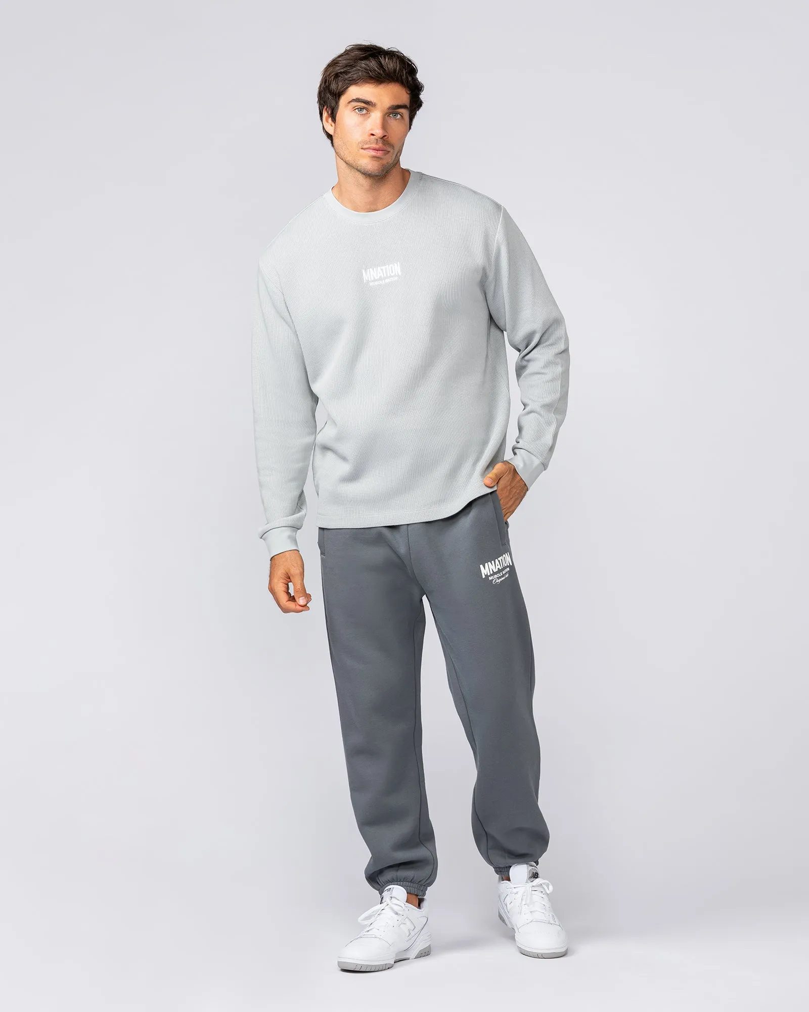 Rib Long Sleeve Tee - Light Grey