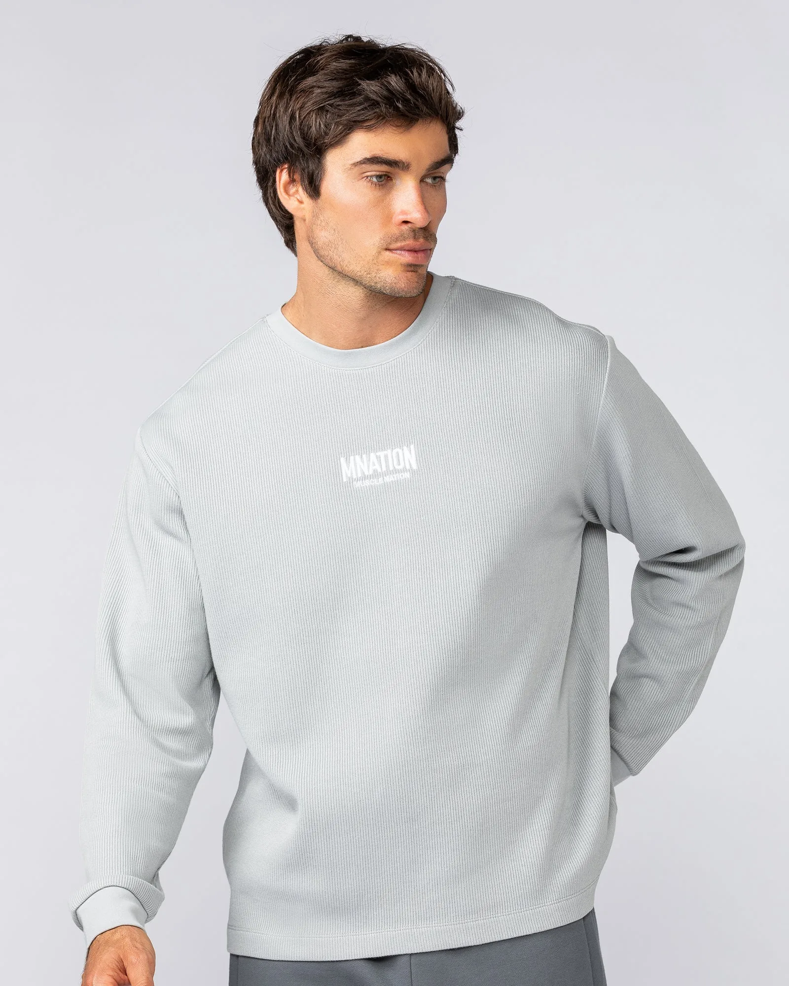 Rib Long Sleeve Tee - Light Grey