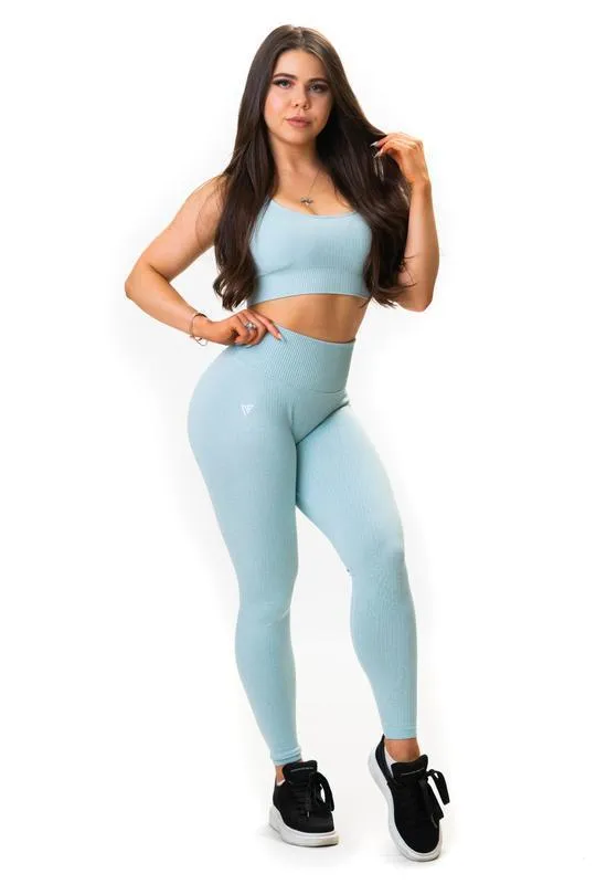RIBBED-AIR LEGGINGS - BABY AQUA