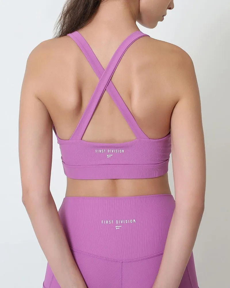 Ribbed Cross Bra - Purple