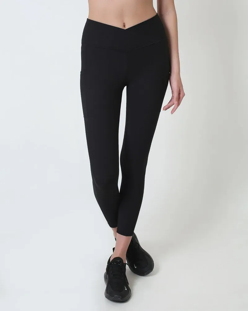 Ribbed Cross Legging - Black