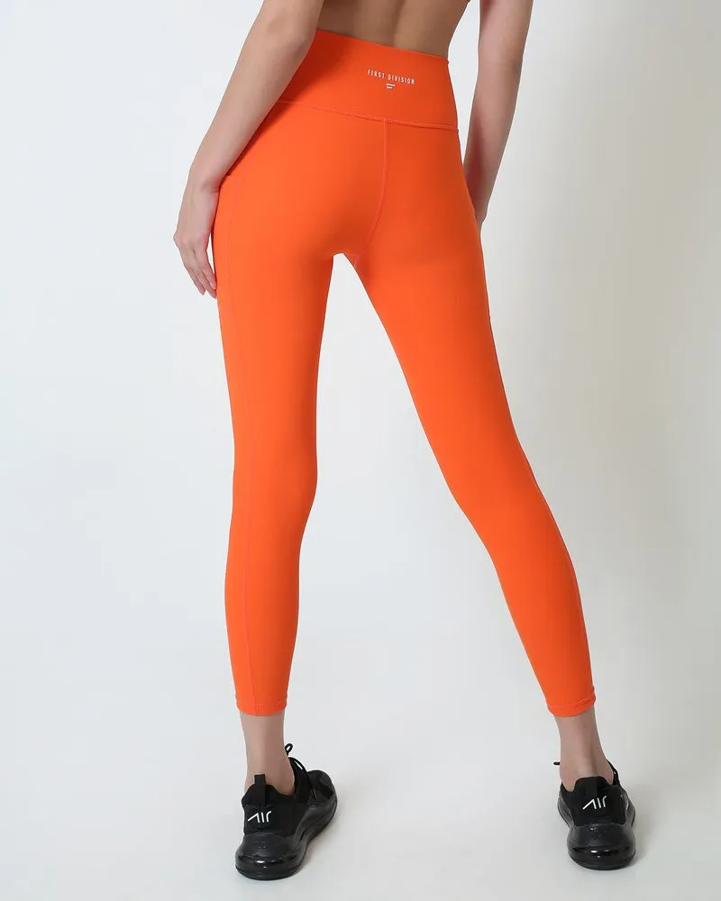 Ribbed Cross Legging - Orange