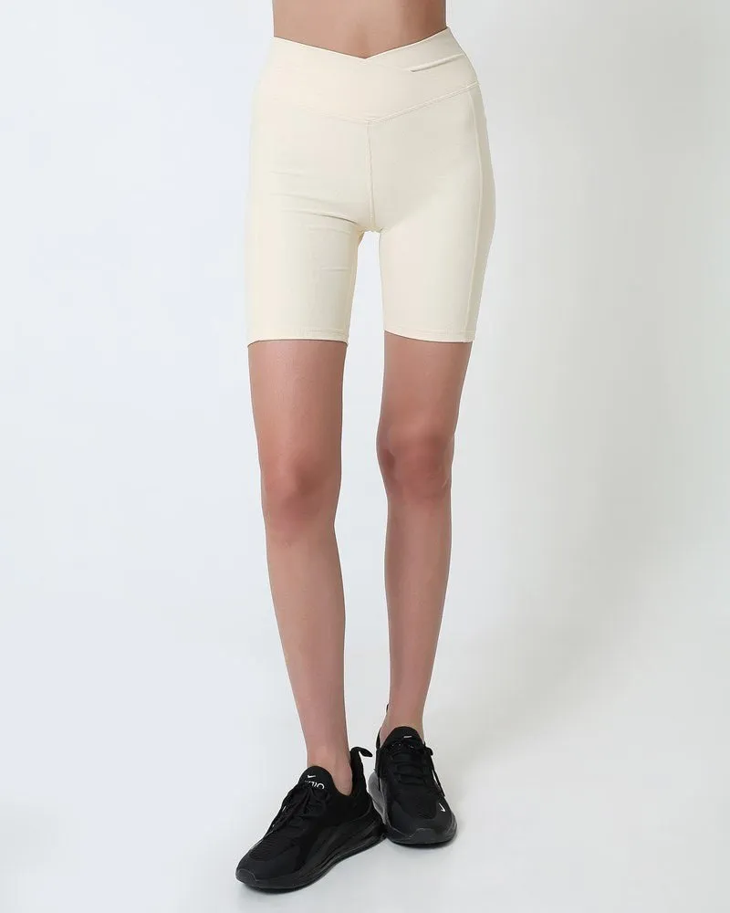 Ribbed Cross Short - Beige