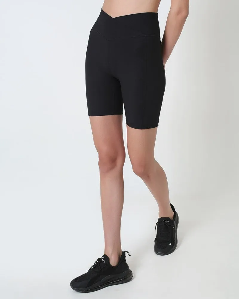 Ribbed Cross Short - Black