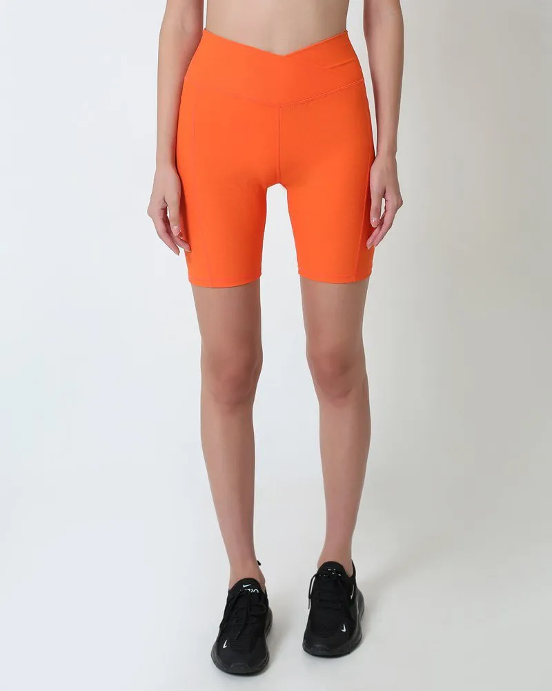 Ribbed Cross Short - Orange