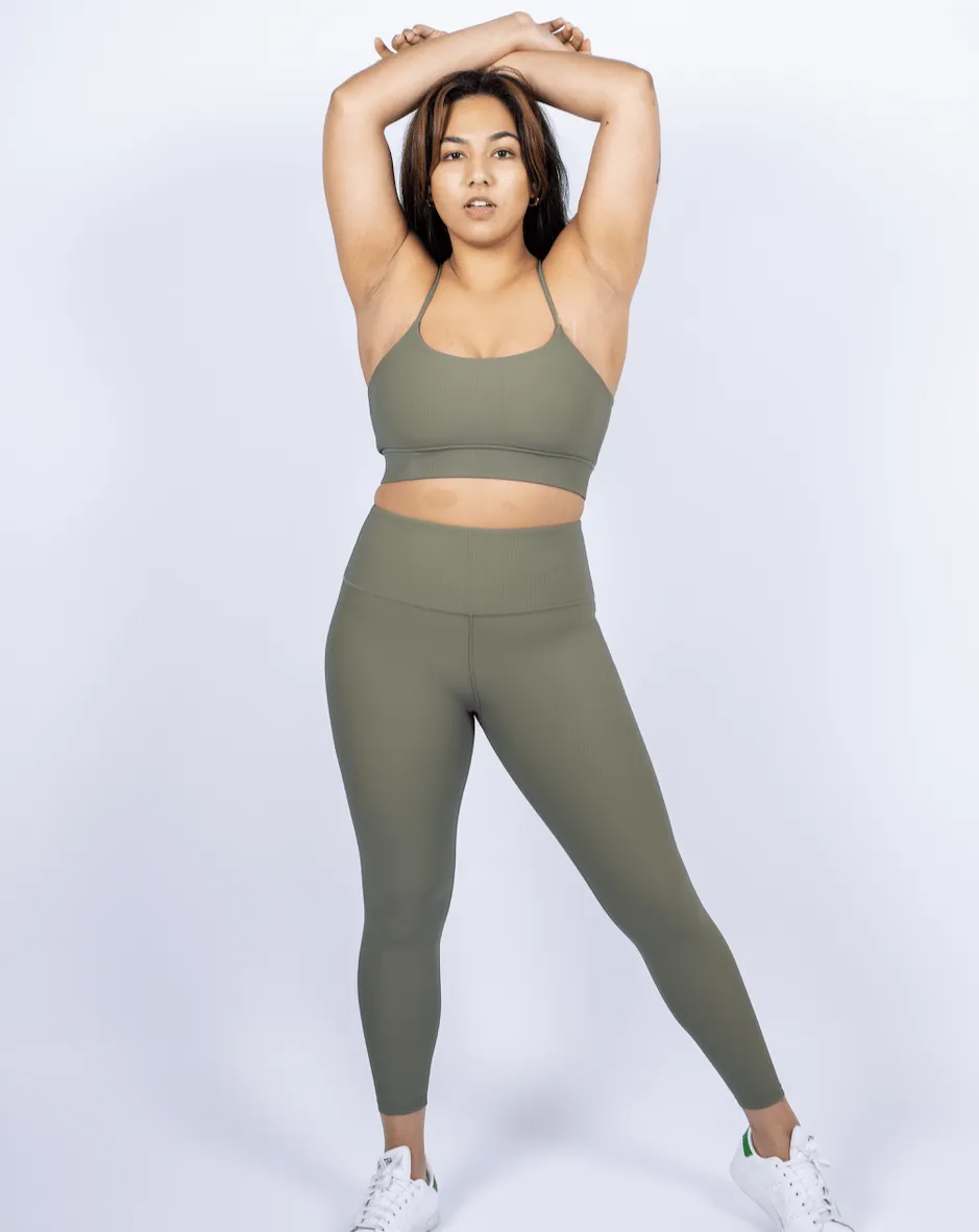 Ribbed Leggings - Olive
