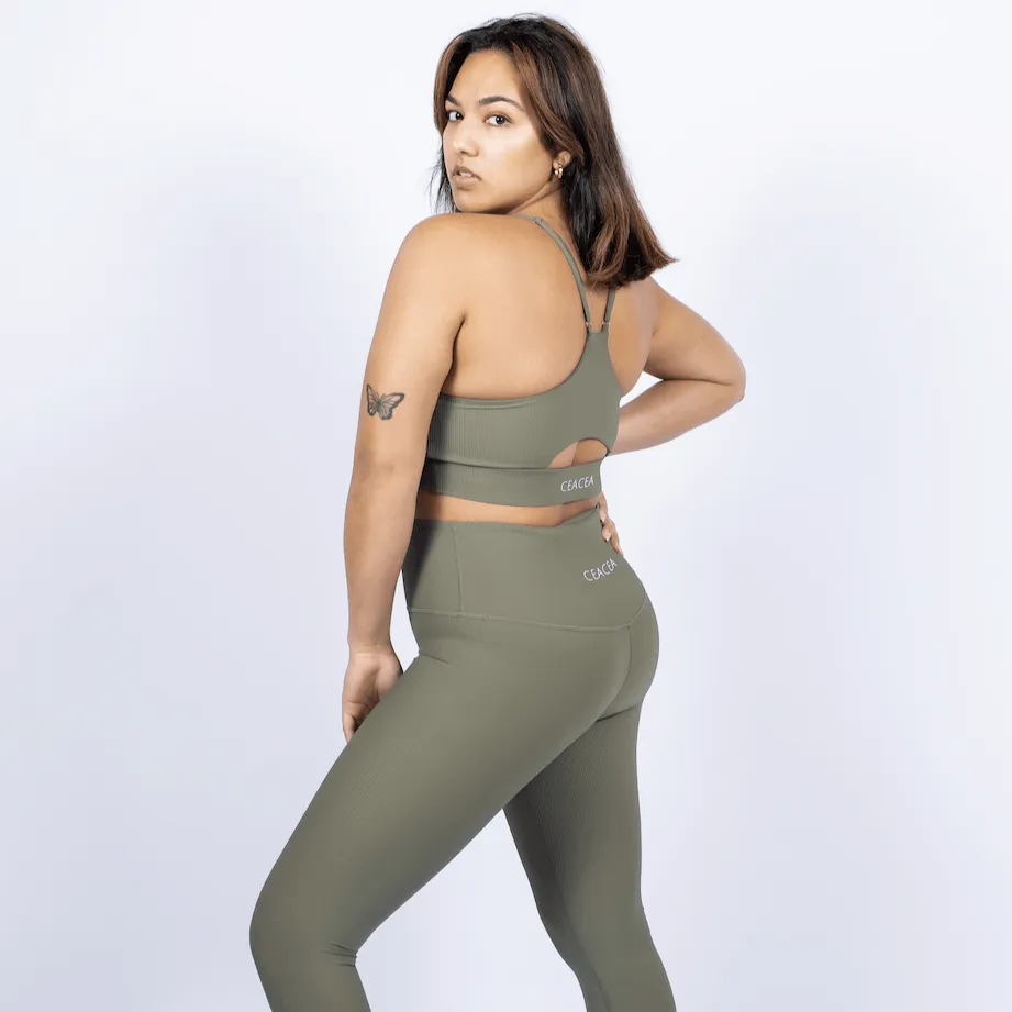 Ribbed Leggings - Olive