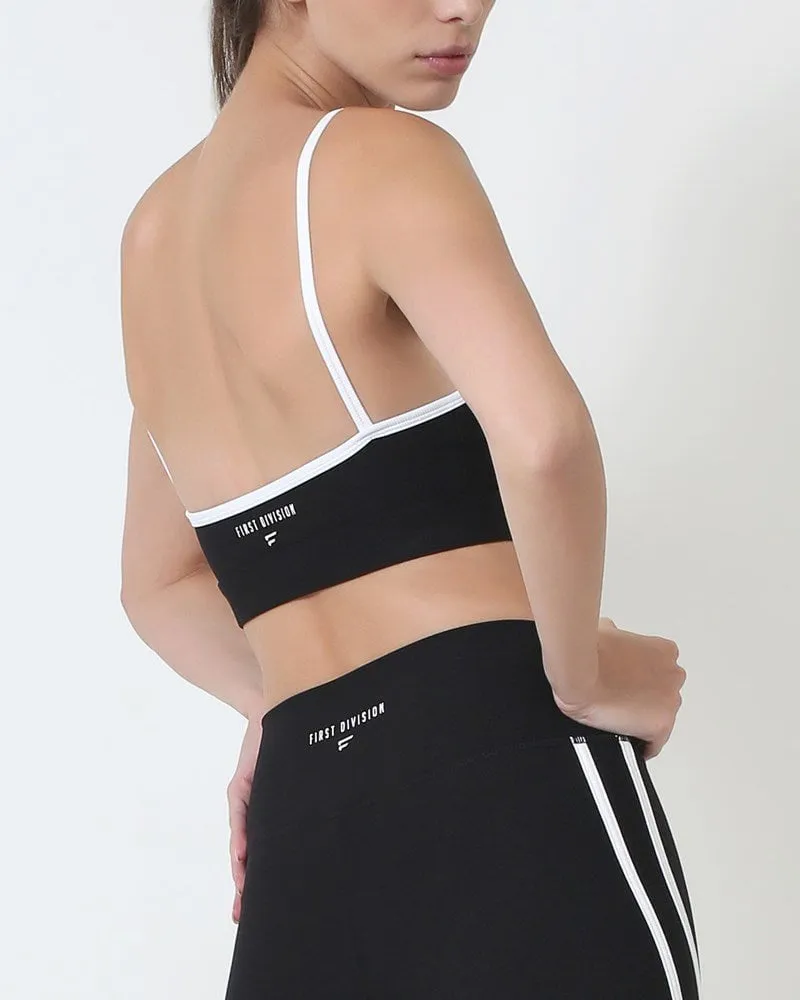 Ribbed Strap Bra - Black