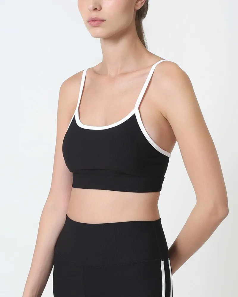 Ribbed Strap Bra - Black