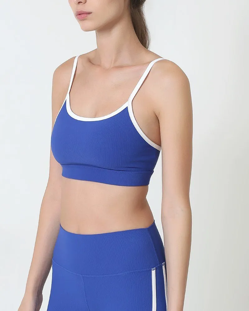 Ribbed Strap Bra - Blue