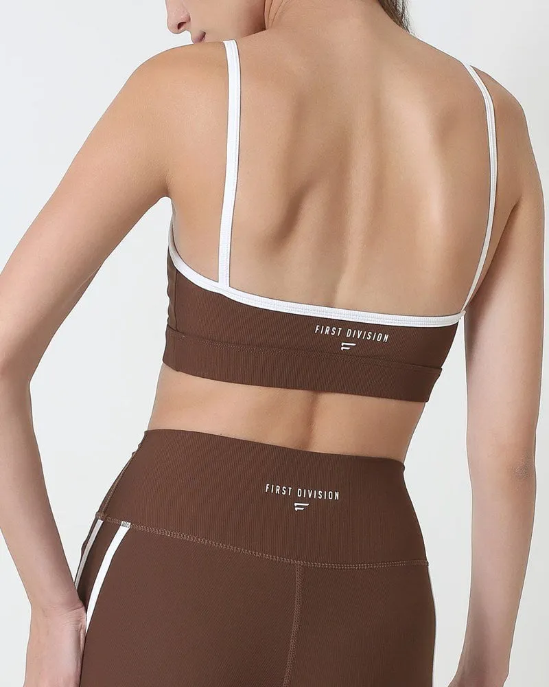 Ribbed Strap Bra - Brown