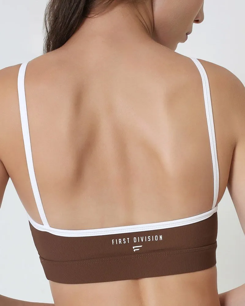 Ribbed Strap Bra - Brown