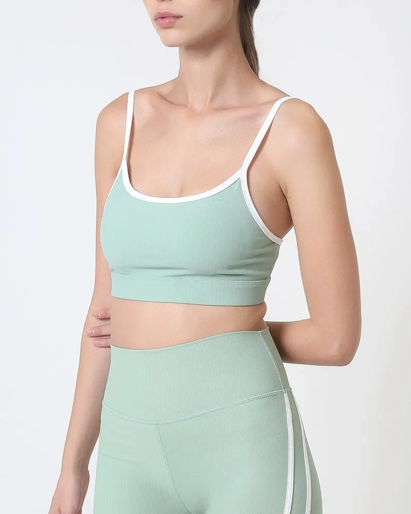 Ribbed Strap Bra - Green