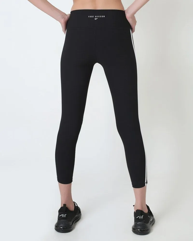 Ribbed Stripe Legging - Black