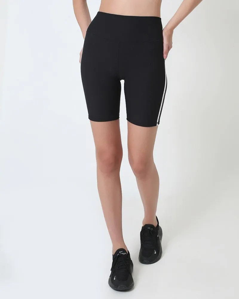 Ribbed Stripe Short - Black