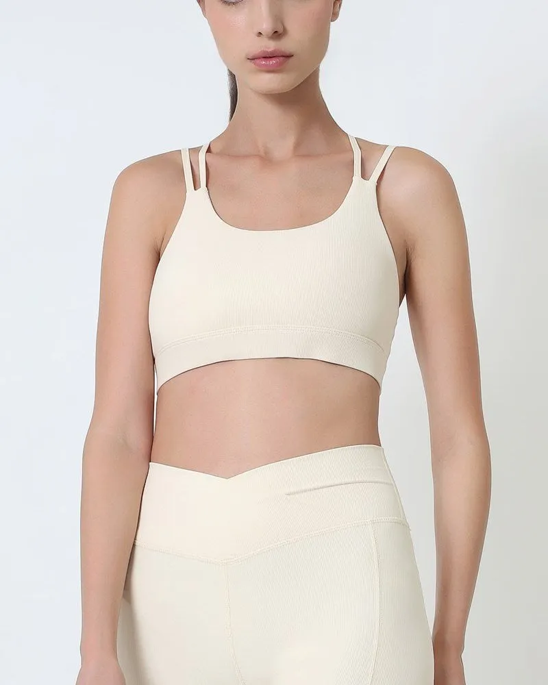 Ribbed X Bra - Beige