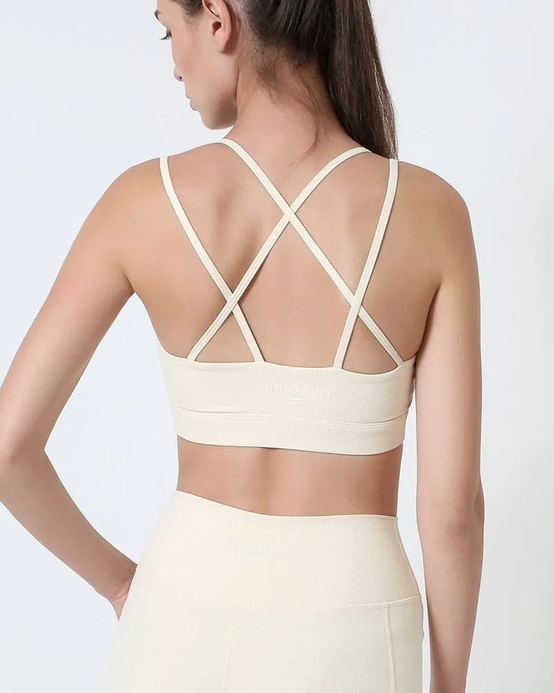 Ribbed X Bra - Beige