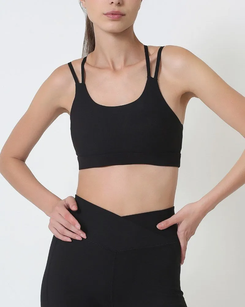 Ribbed X Bra - Black