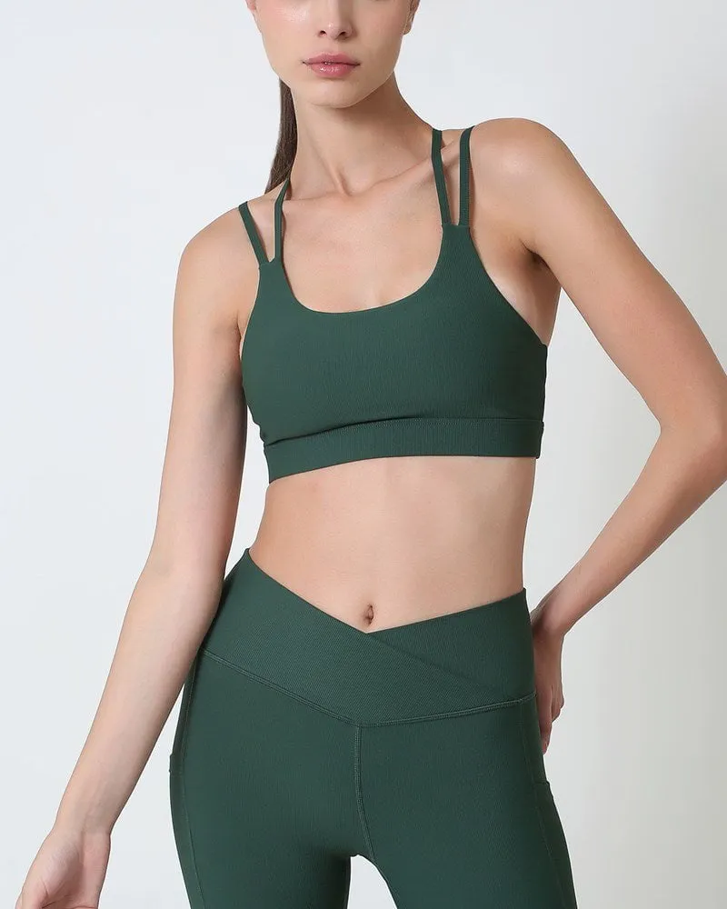 Ribbed X Bra - Green