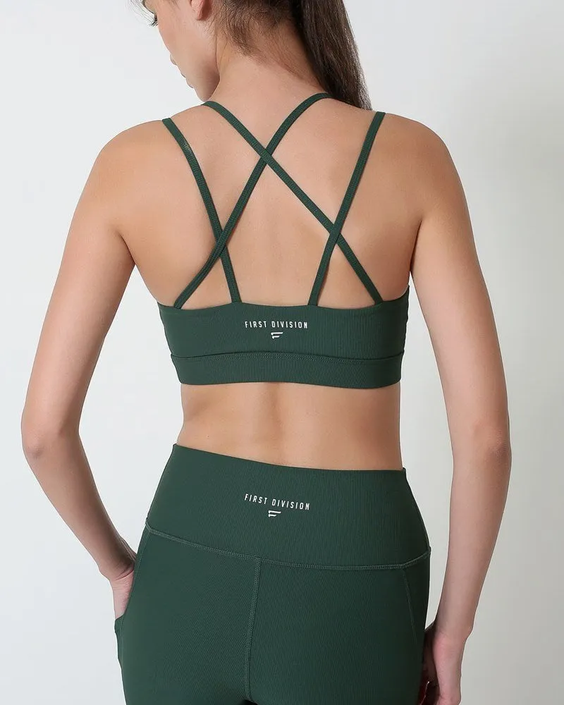 Ribbed X Bra - Green