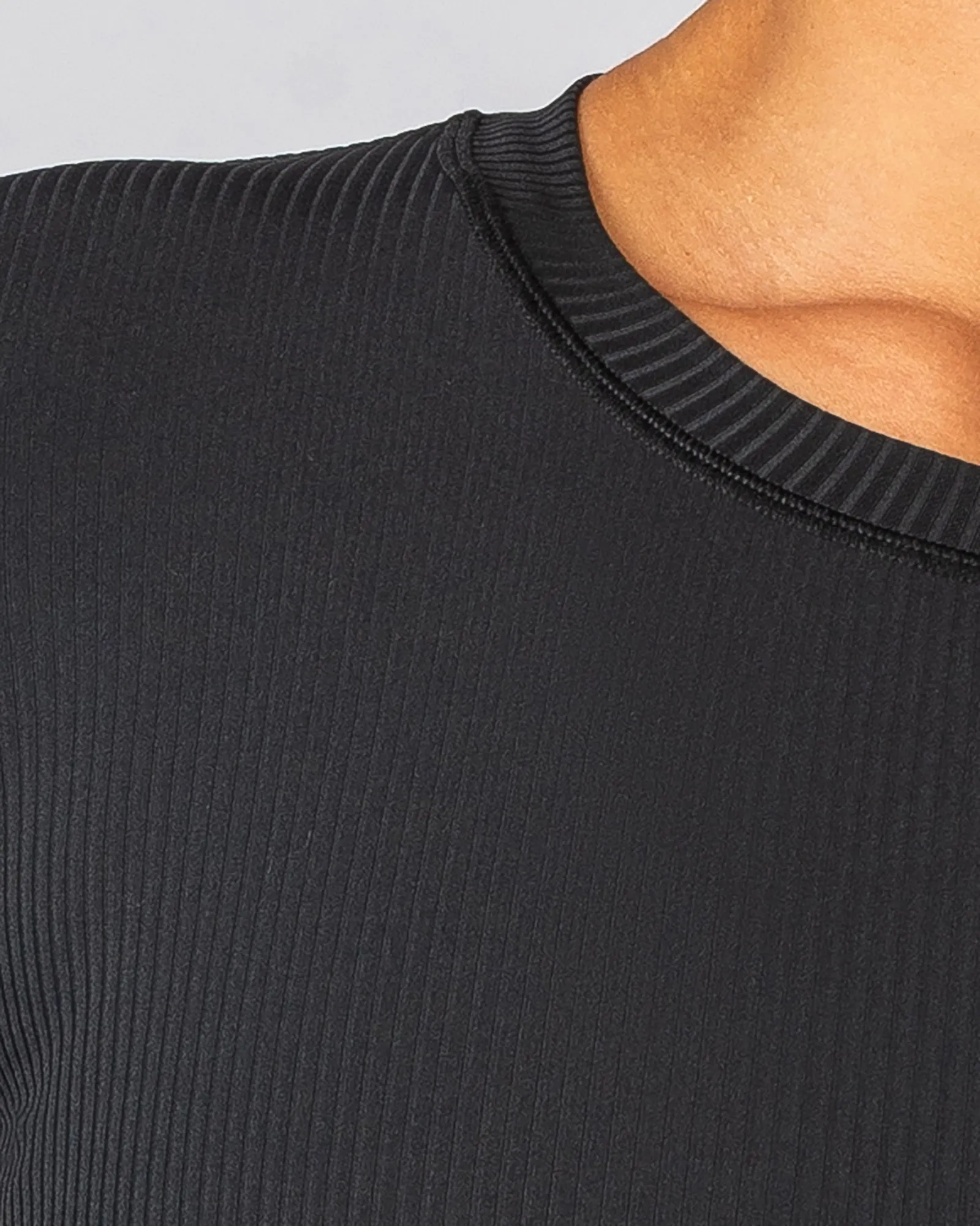 Sculpted Rib Long Sleeve Top - Black
