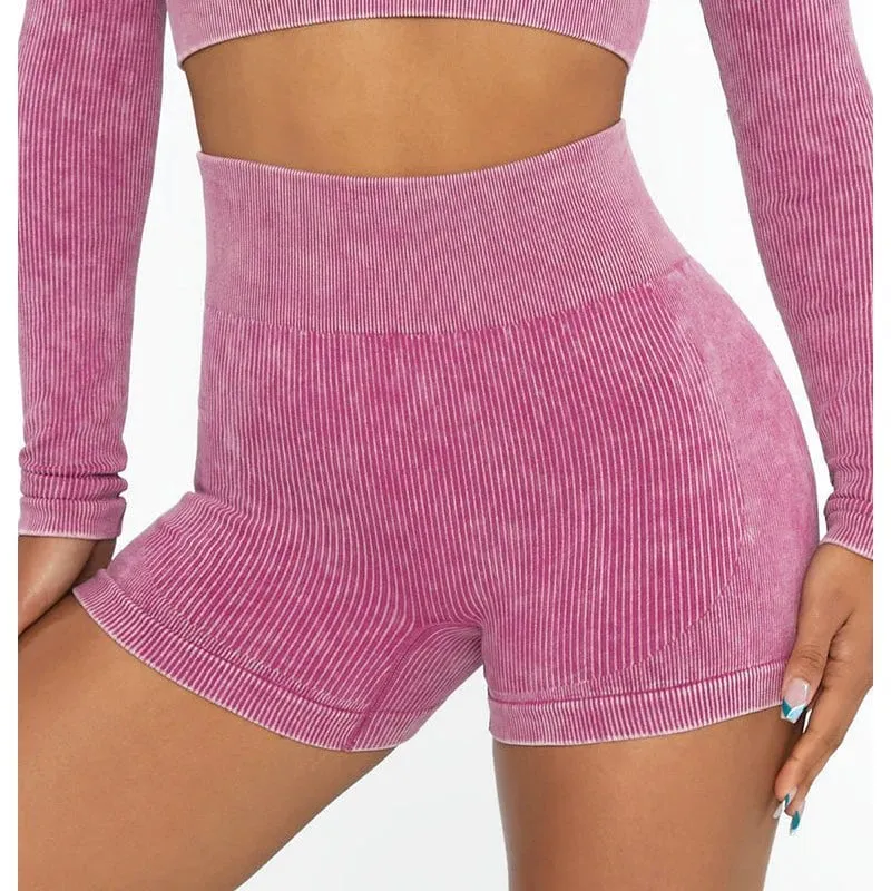 Seamless High Waisted Athletic Yoga Shorts-Pink