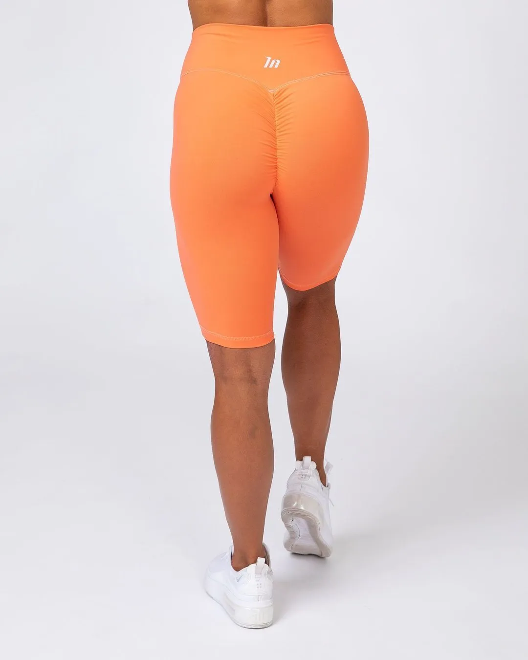 Signature Referee Length High Waist Scrunch - Orange Sherbet