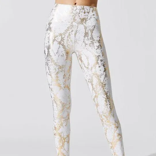 Snake Metallic Leggings in White Gold