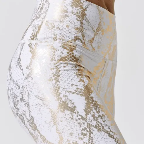 Snake Metallic Leggings in White Gold