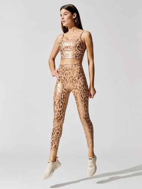 Snow Leopard Metallic crop top and Leggings gold SET