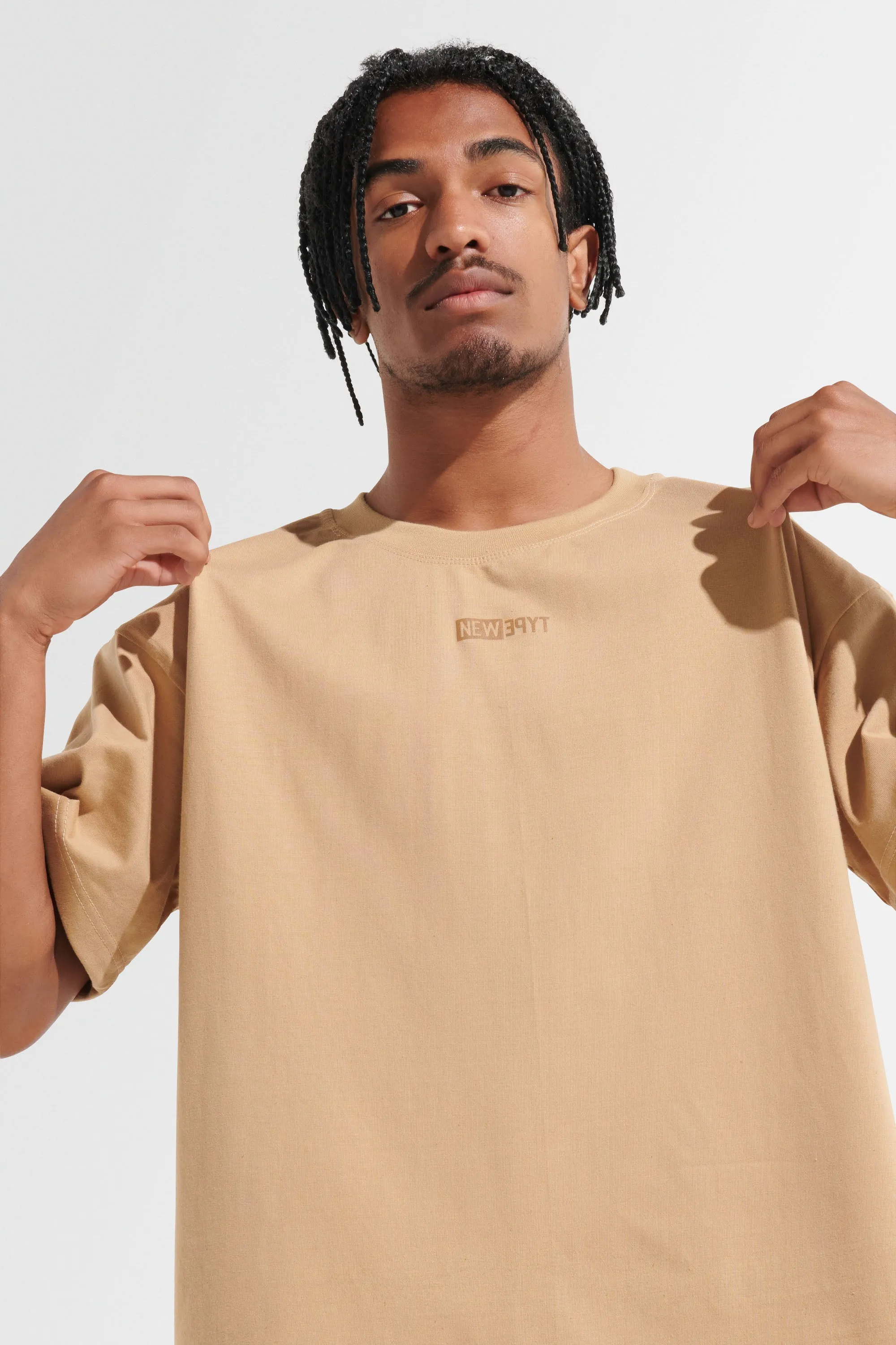 Statement Oversized Tee - Beige