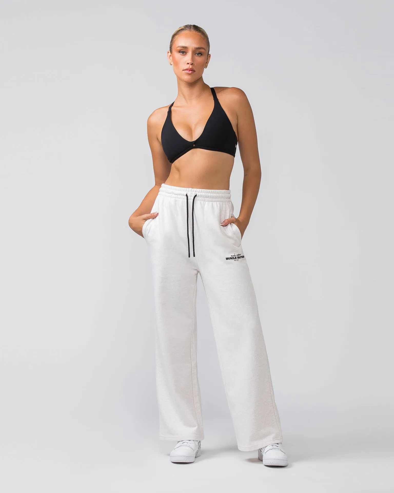 Timeless Wide Leg Trackies - Dew Marl