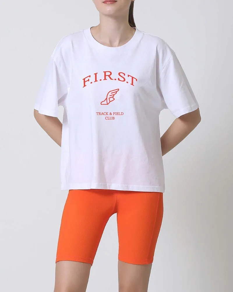 Track and Field Tee - White/Orange