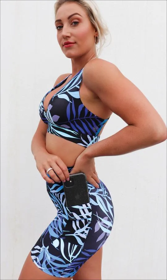 Tropical Palm Midi Shorts with Pockets