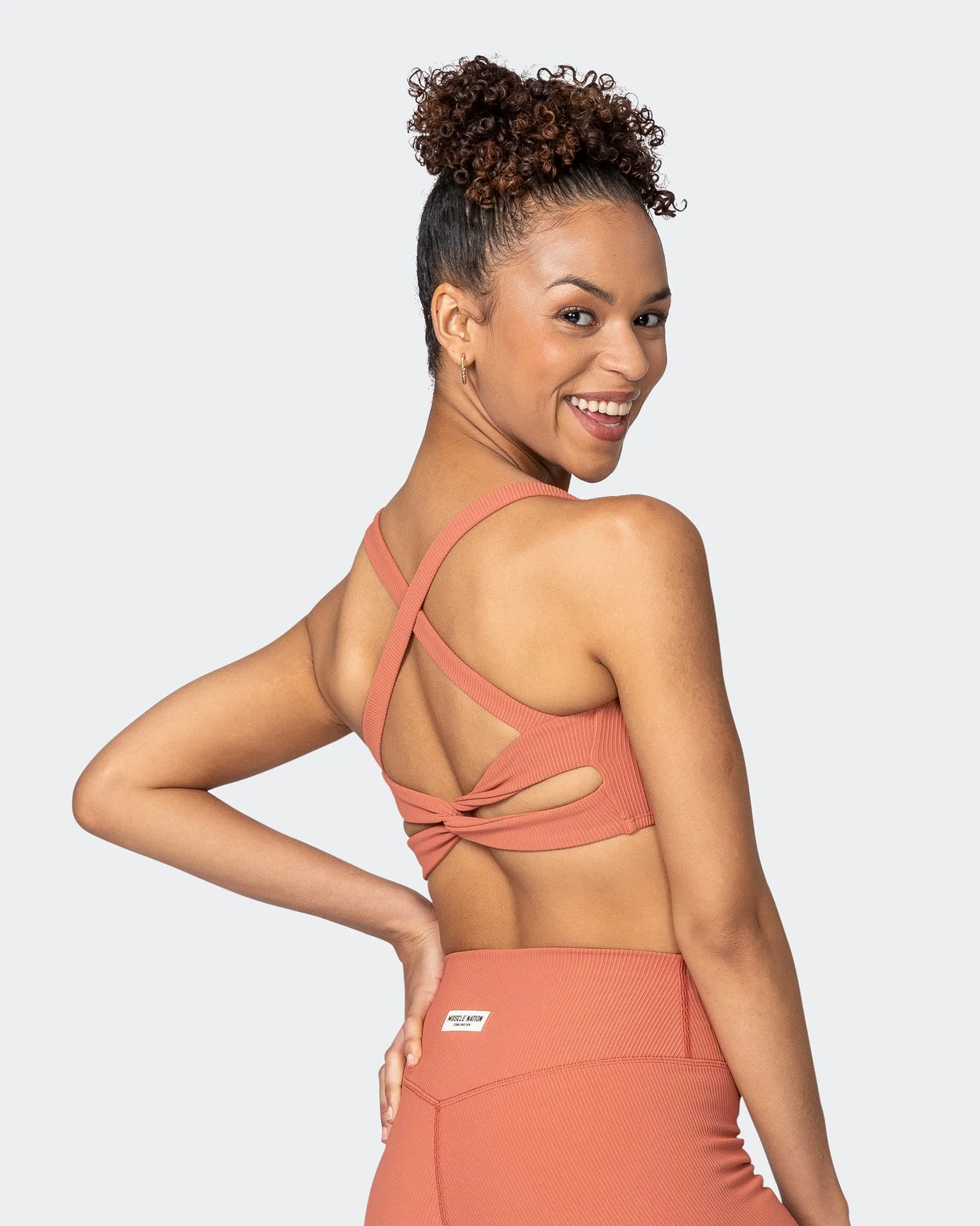 Twist Rib Bra - Burnt Sienna Everyday Support
