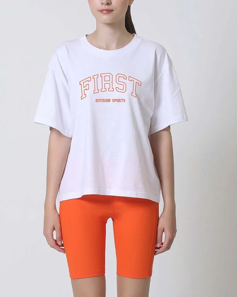 Varsity Tee - White/Orange