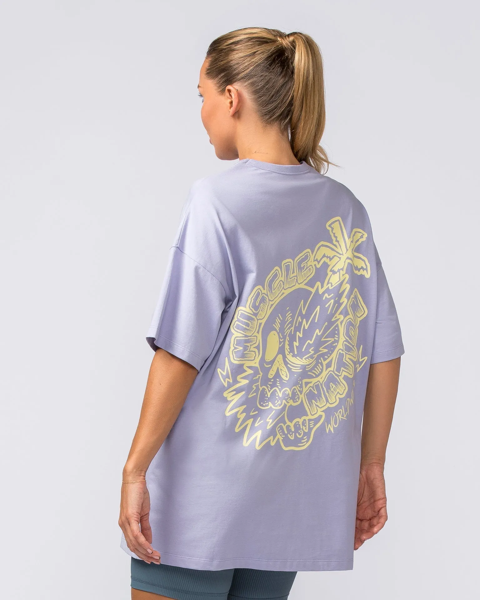 Womens Palmy Days Oversized Tee - Pale Purple