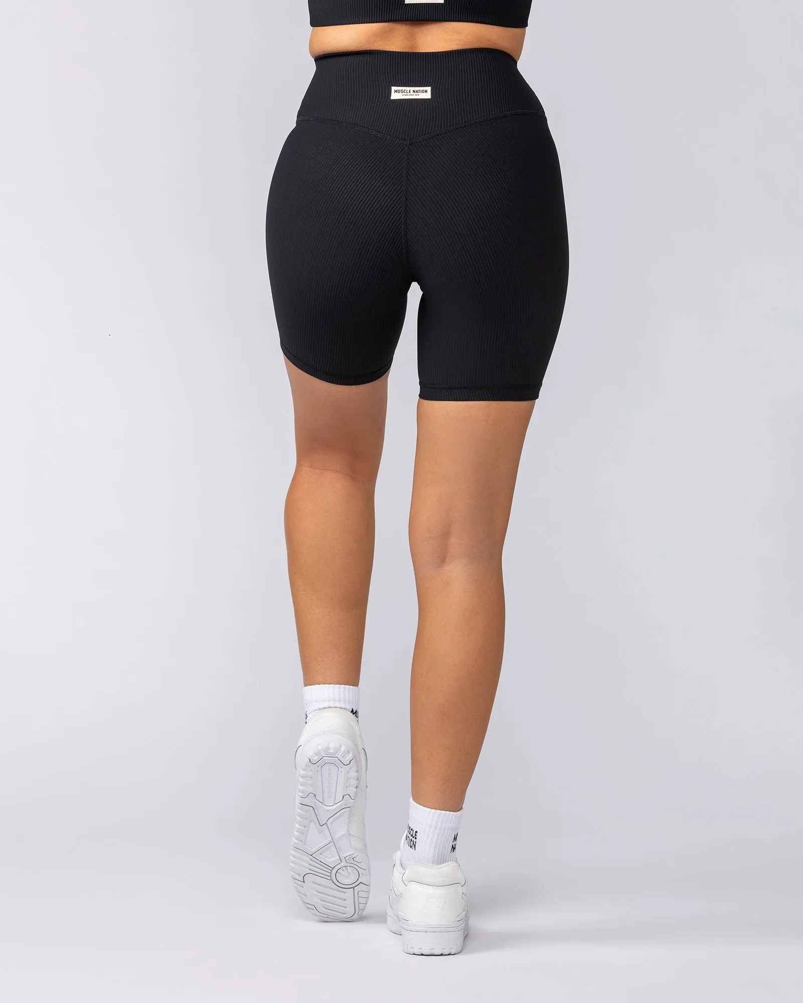 Zero Rise Rib Bike Shorts - Black (Silicone Logo)