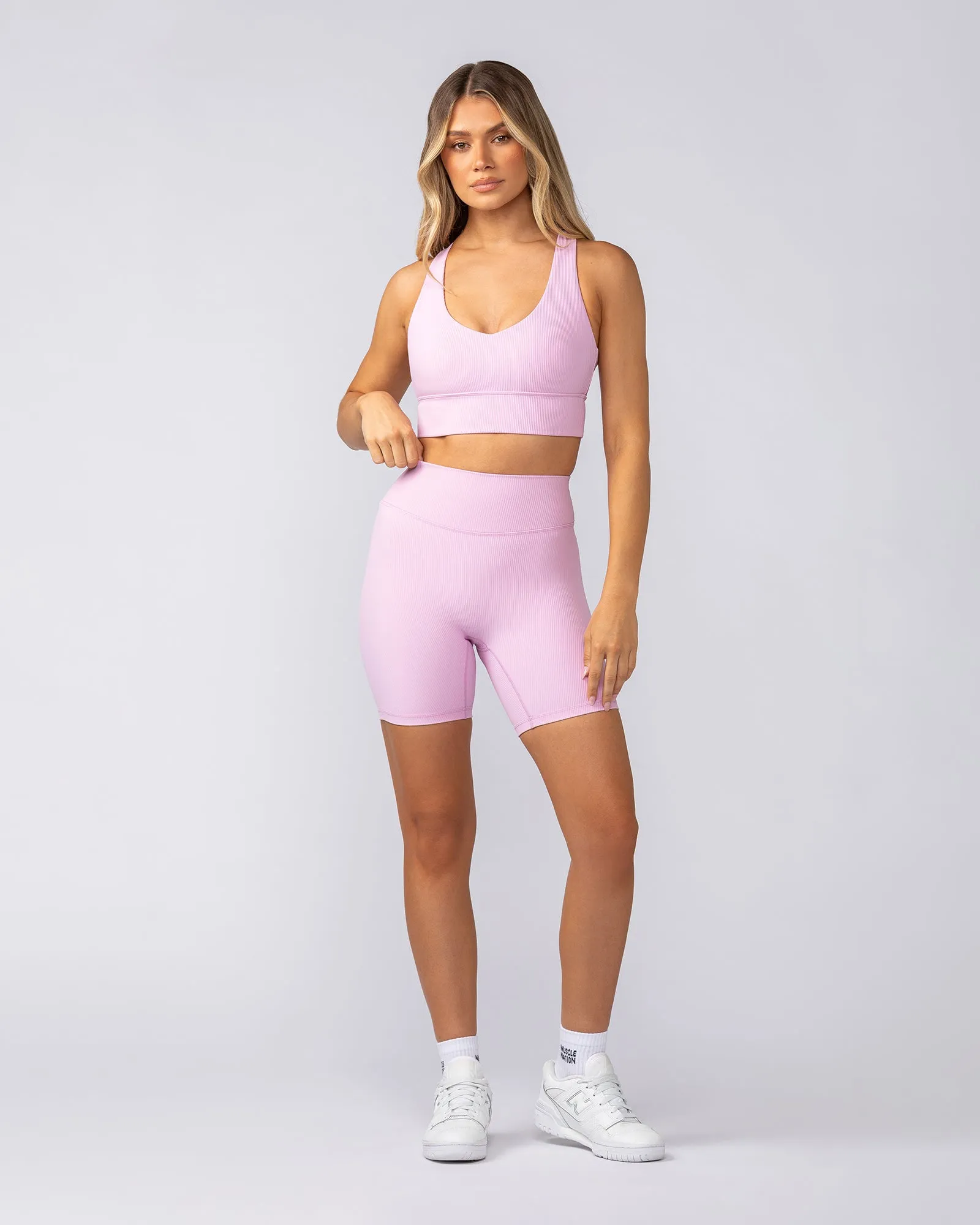 Zero Rise Rib Bike Shorts - Fairy Floss
