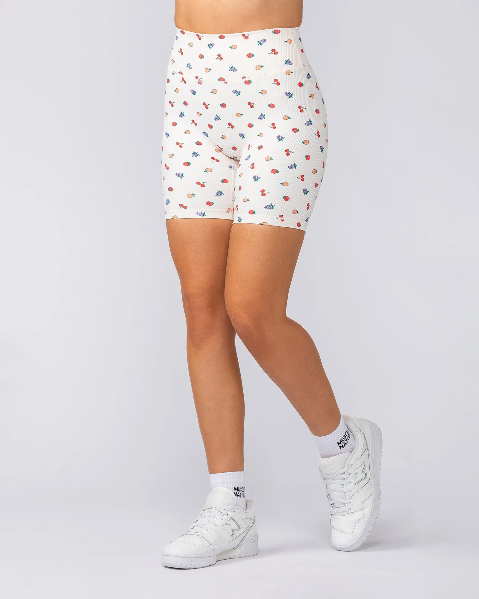 Zero Rise Rib Bike Shorts - Smoothie Print