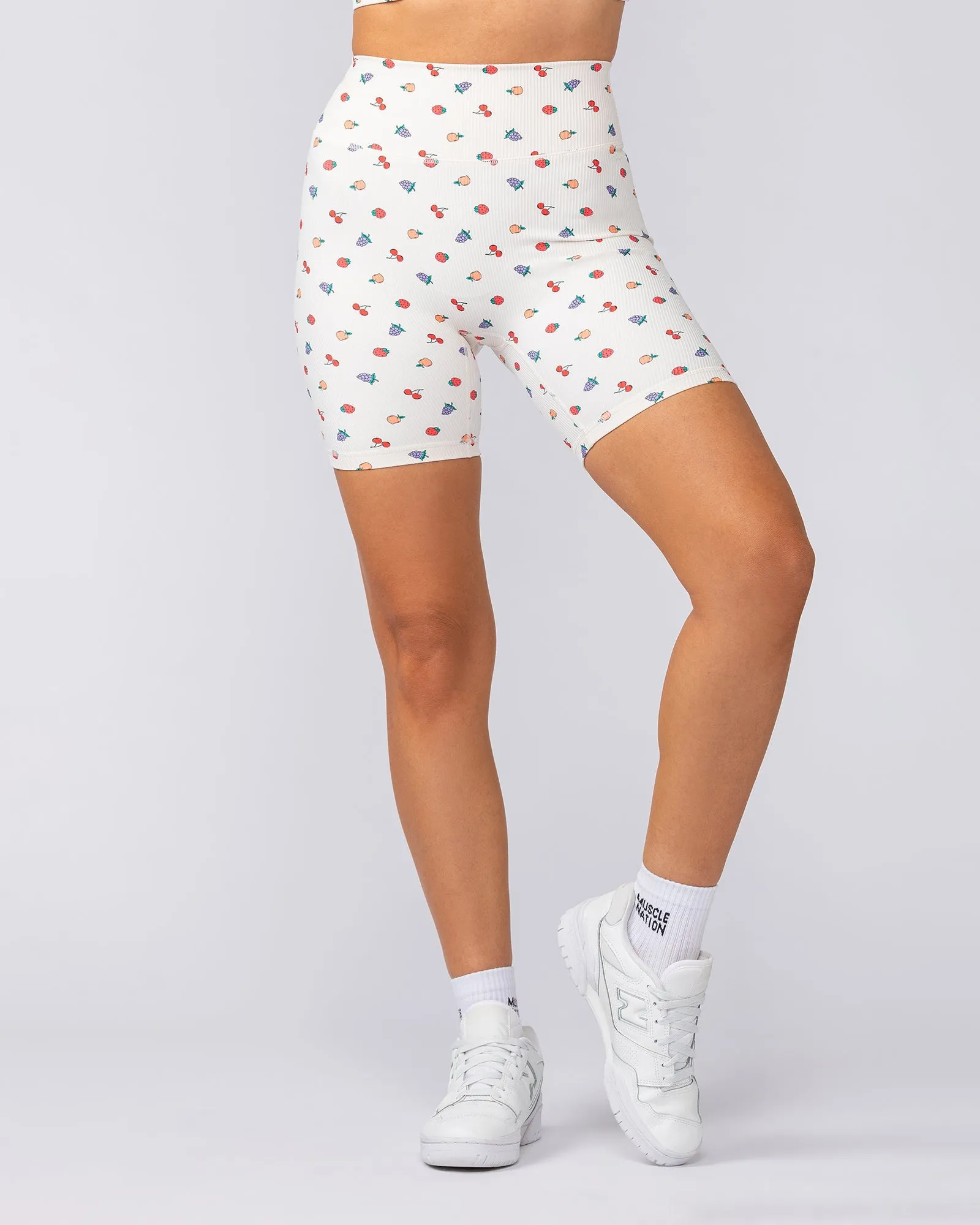 Zero Rise Rib Bike Shorts - Smoothie Print