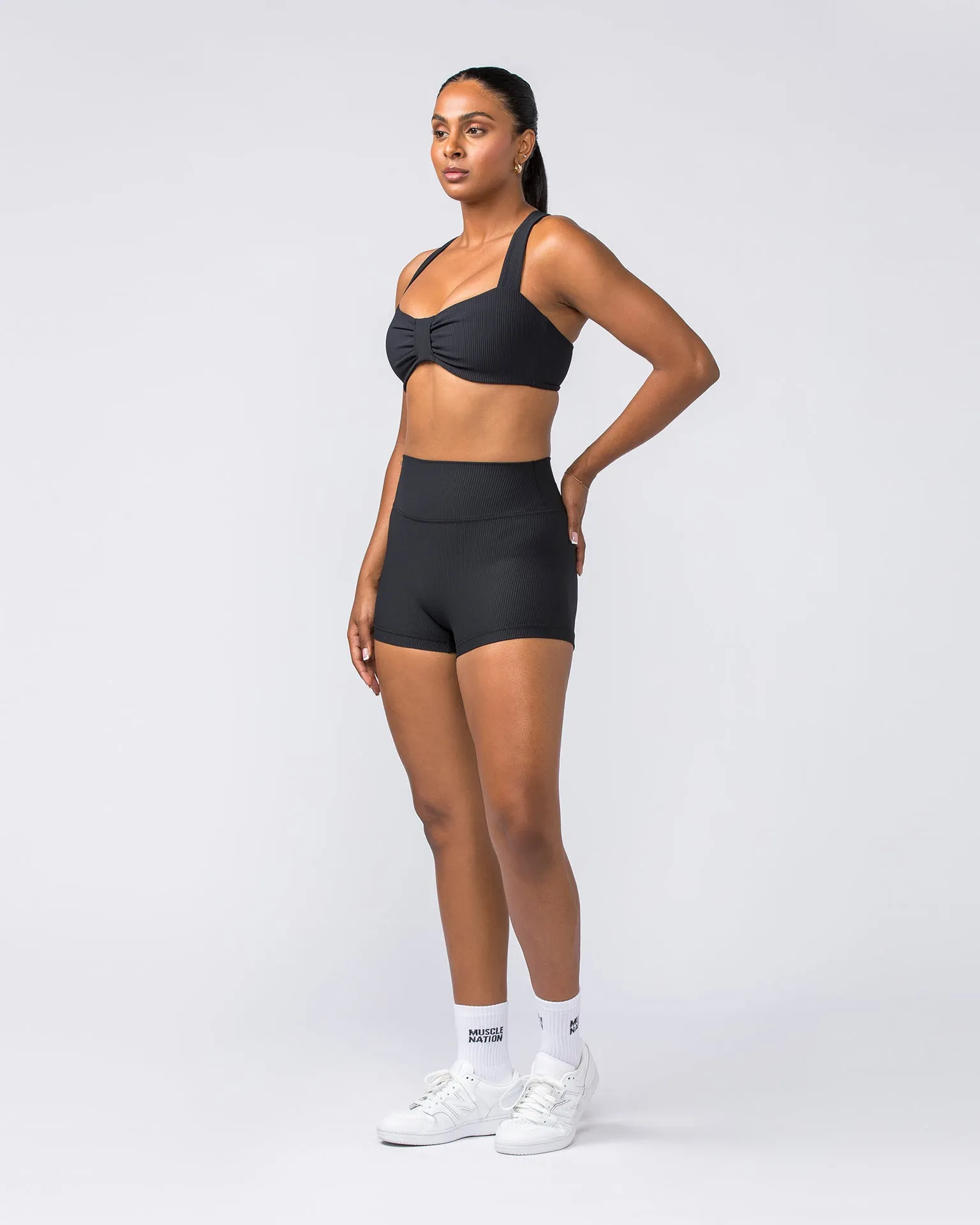 Zero Rise Rib Booty Shorts - Black
